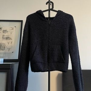 SKIMS Cozy Knit Zip-Up Hoodie in Black